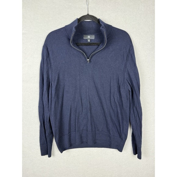 Banana Republic Other - Banana Republic Sweater Mens L‎ Blue 100% Merino Wool Lightweight 1/4 Zip Preppy